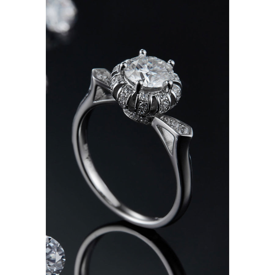 1 Carat Moissanite 925 Sterling Silver Ring Silver / 4.5