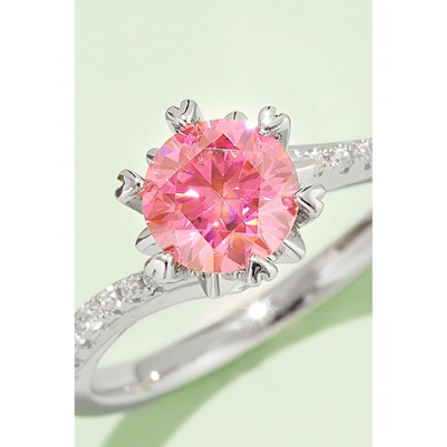 1 Carat Moissanite 925 Sterling Silver Ring Deep Rose / 4.5