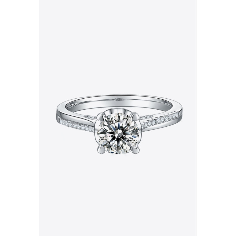 1 Carat Moissanite 925 Sterling Silver Side Stone Ring