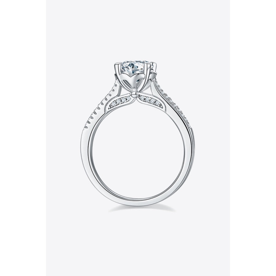 1 Carat Moissanite 925 Sterling Silver Side Stone Ring