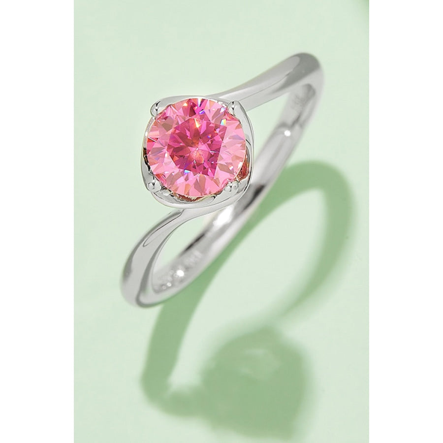1 Carat Moissanite 925 Sterling Silver Solitaire Ring Deep Rose / 4.5
