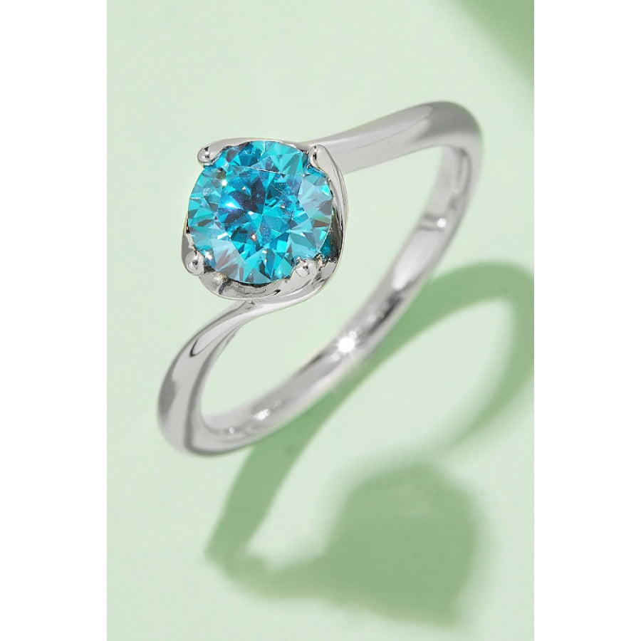 1 Carat Moissanite 925 Sterling Silver Solitaire Ring Sky Blue / 4.5