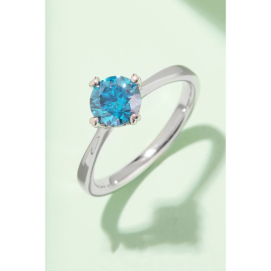 1 Carat Moissanite 925 Sterling Silver Solitaire Ring Sky Blue / 4.5