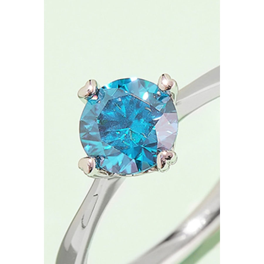 1 Carat Moissanite 925 Sterling Silver Solitaire Ring Sky Blue / 4.5