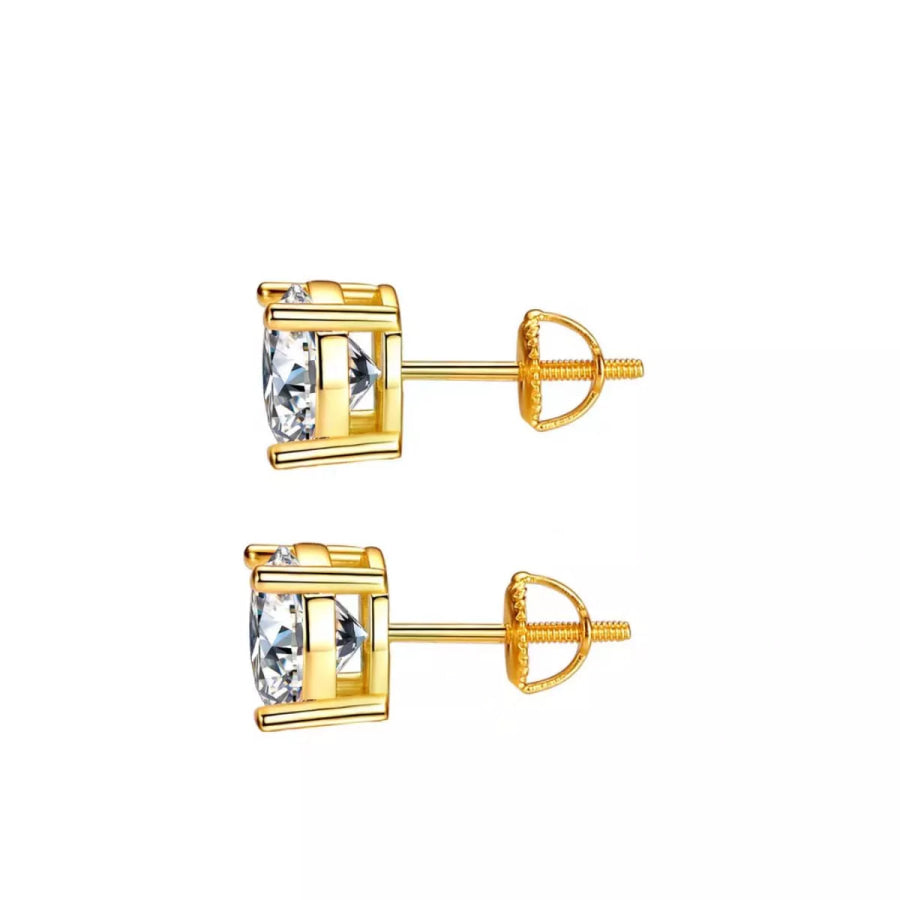 1 Carat Moissanite 925 Sterling Silver Stud Earrings Gold / onesize Apparel and Accessories