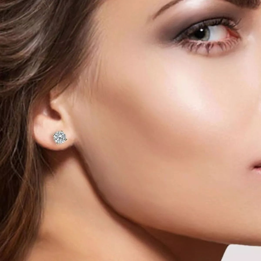 1 Carat Moissanite 925 Sterling Silver Stud Earrings Gold / onesize Apparel and Accessories