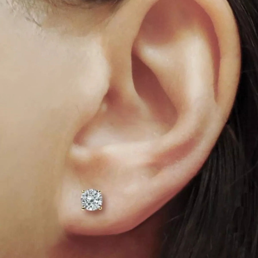 1 Carat Moissanite 925 Sterling Silver Stud Earrings Gold / onesize Apparel and Accessories