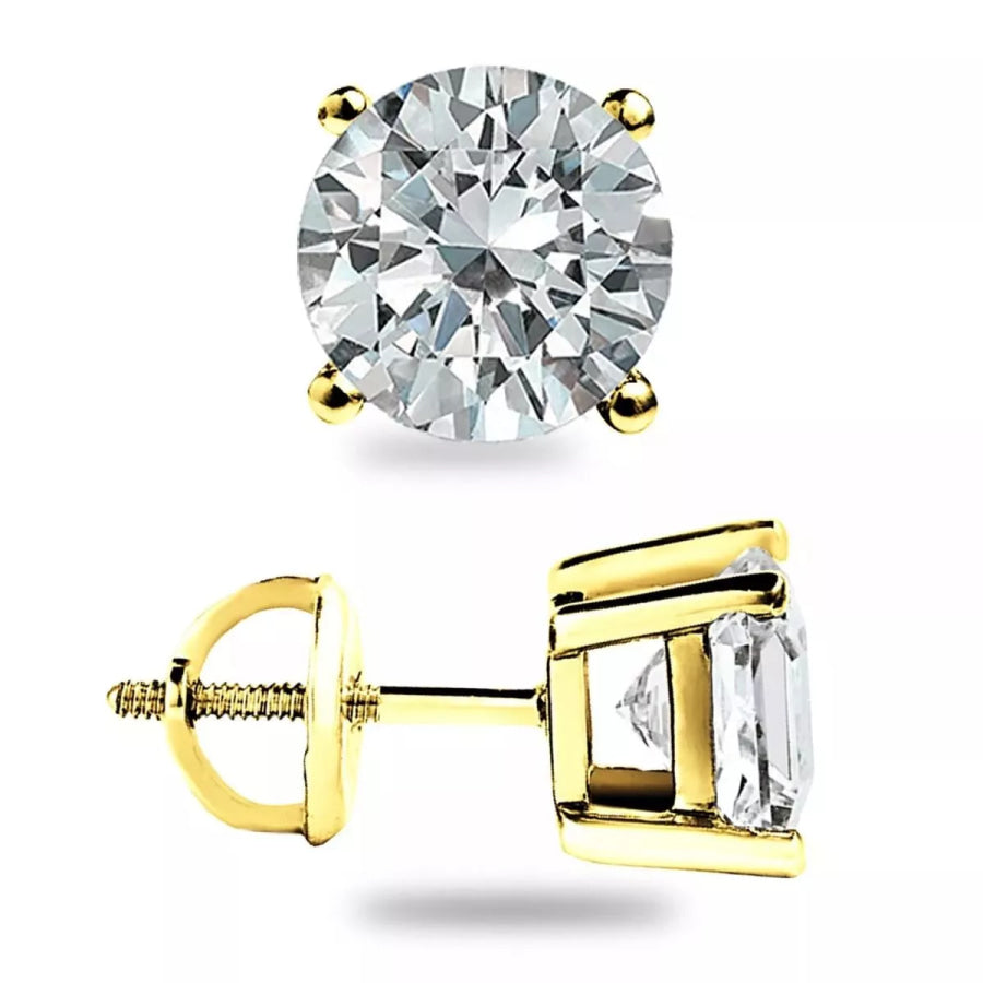 1 Carat Moissanite 925 Sterling Silver Stud Earrings Gold / onesize Apparel and Accessories