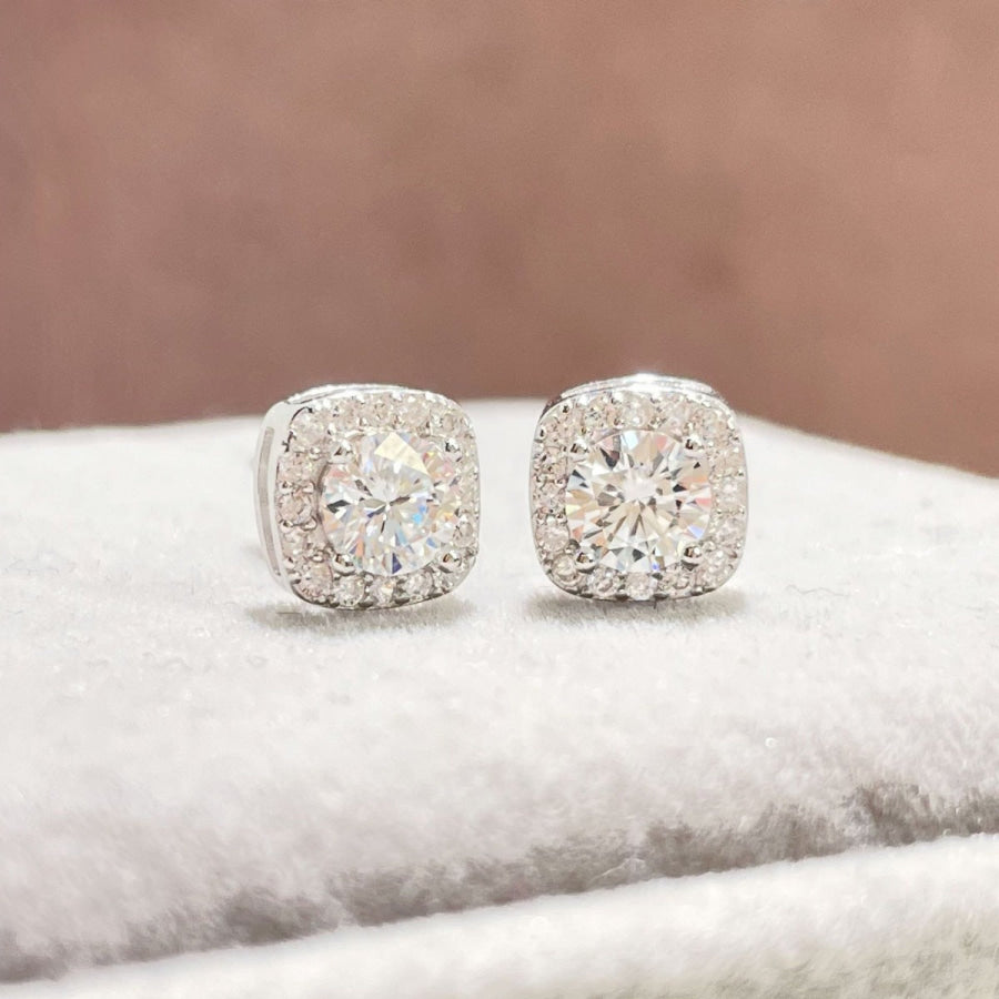 1 Carat Moissanite 925 Sterling Silver Stud Earrings Silver / One Size Apparel and Accessories