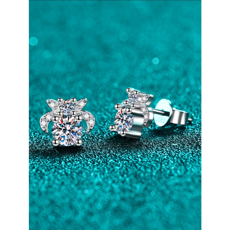 1 Carat Moissanite 925 Sterling Silver Stud Earrings Silver / One Size Apparel and Accessories