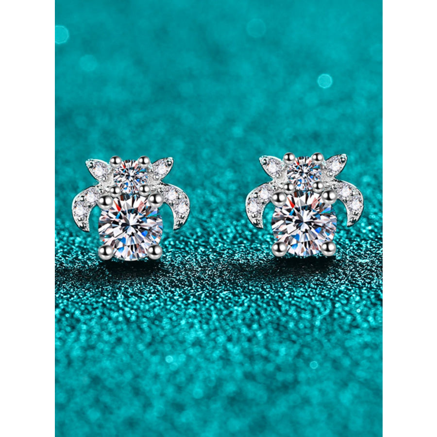 1 Carat Moissanite 925 Sterling Silver Stud Earrings Silver / One Size Apparel and Accessories