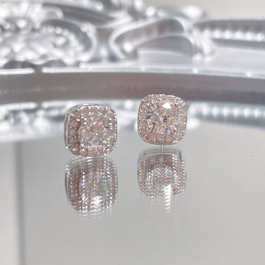 1 Carat Moissanite 925 Sterling Silver Stud Earrings Silver / One Size Apparel and Accessories