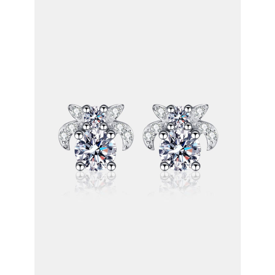 1 Carat Moissanite 925 Sterling Silver Stud Earrings Silver / One Size Apparel and Accessories