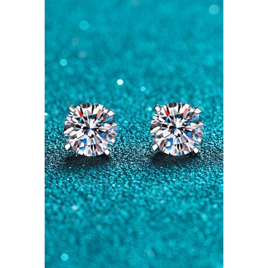 1 Carat Moissanite 925 Sterling Silver Stud Earrings Silver / One Size Apparel and Accessories