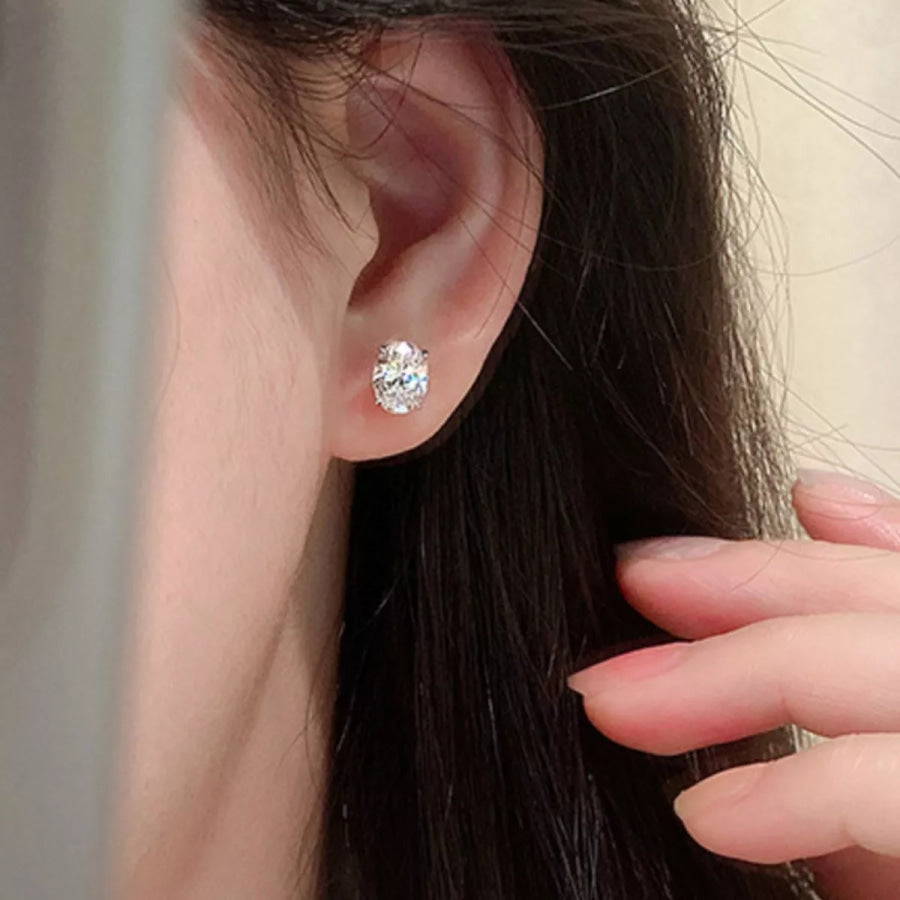 1 Carat Moissanite 925 Sterling Silver Stud Earrings Silver / onesize Apparel and Accessories