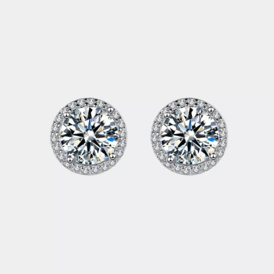 1 Carat Moissanite 925 Sterling Silver Stud Earrings Silver / onesize Apparel and Accessories