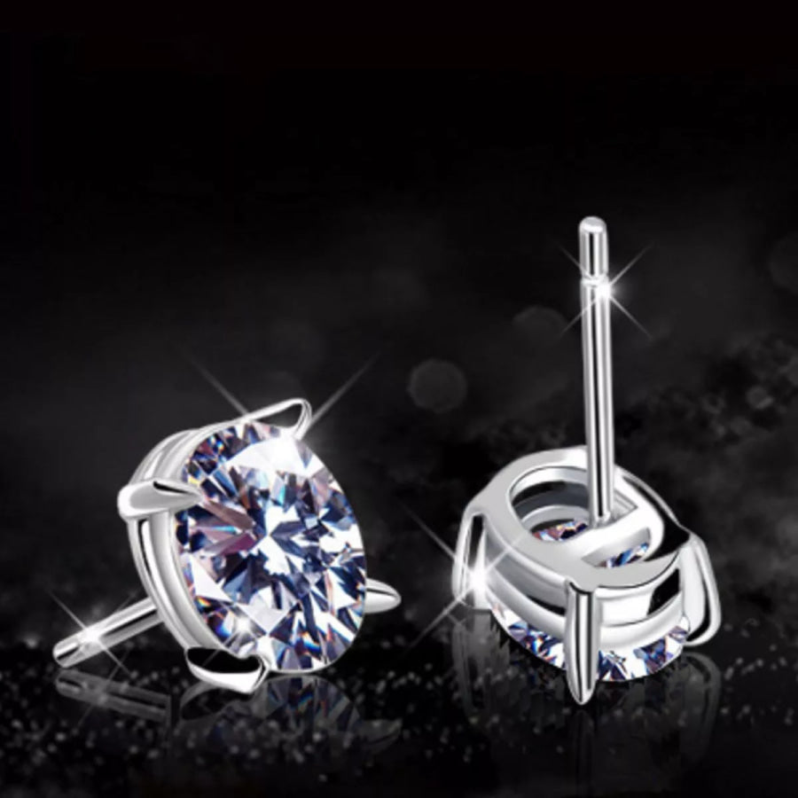 1 Carat Moissanite 925 Sterling Silver Stud Earrings Silver / onesize Apparel and Accessories
