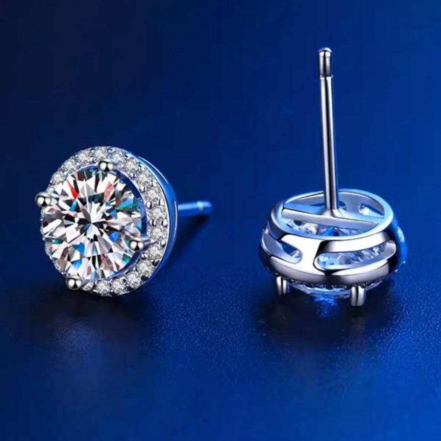 1 Carat Moissanite 925 Sterling Silver Stud Earrings Silver / onesize Apparel and Accessories