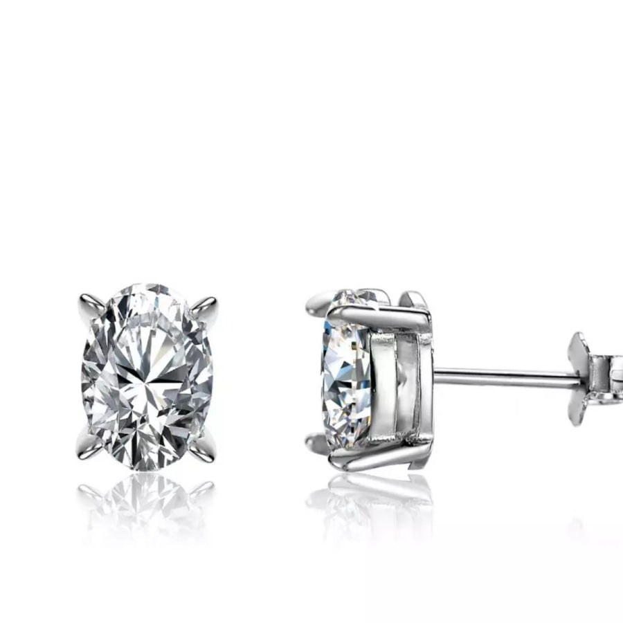 1 Carat Moissanite 925 Sterling Silver Stud Earrings Silver / onesize Apparel and Accessories