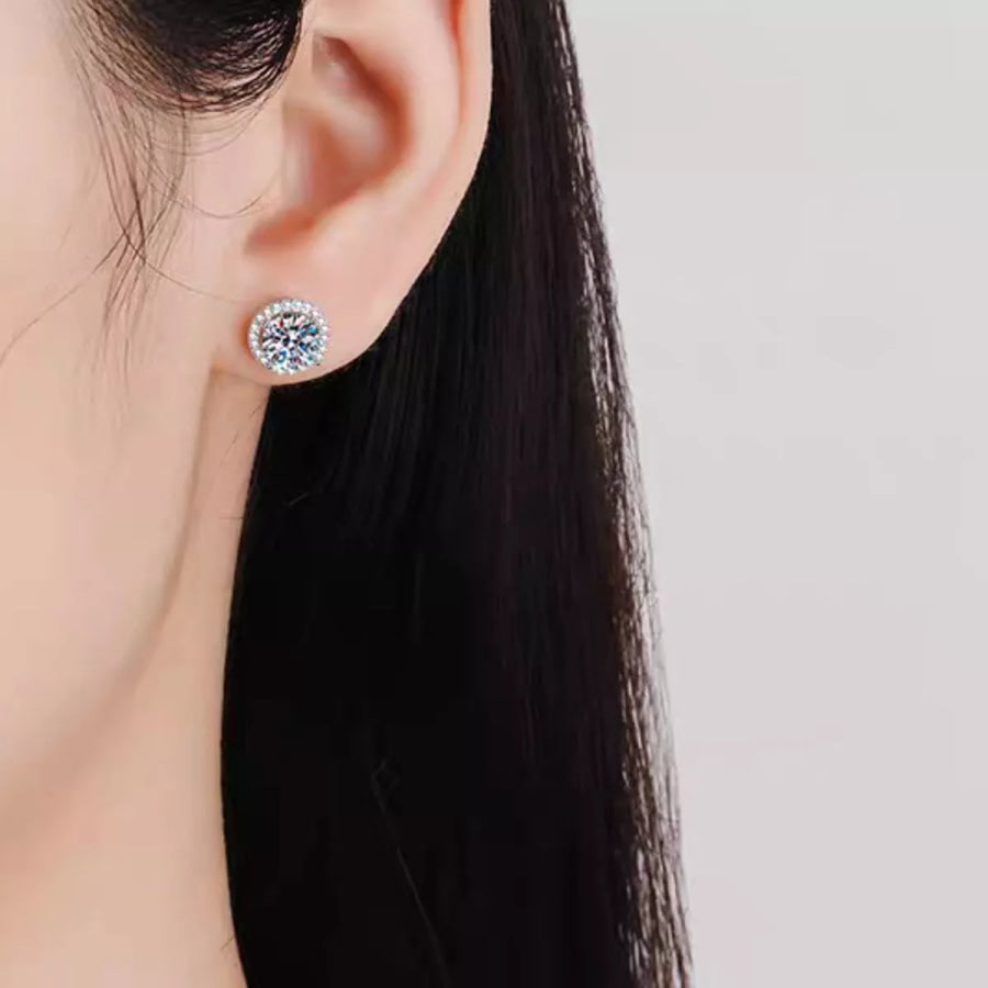 1 Carat Moissanite 925 Sterling Silver Stud Earrings Silver / onesize Apparel and Accessories