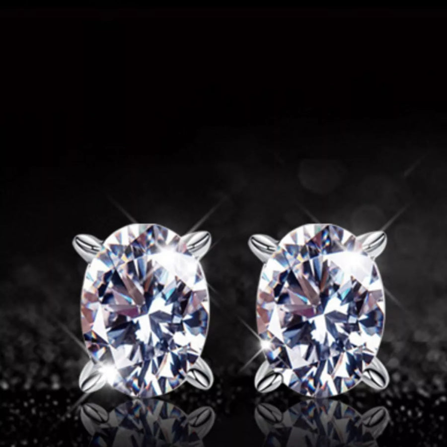 1 Carat Moissanite 925 Sterling Silver Stud Earrings Silver / onesize Apparel and Accessories
