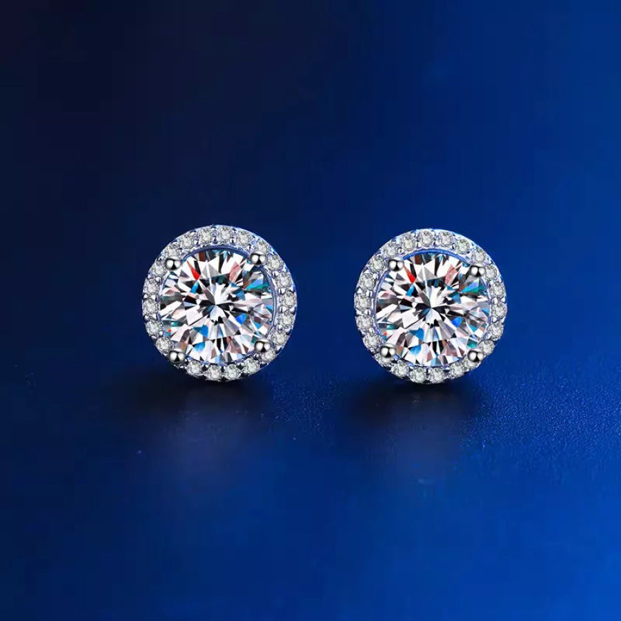 1 Carat Moissanite 925 Sterling Silver Stud Earrings Silver / onesize Apparel and Accessories