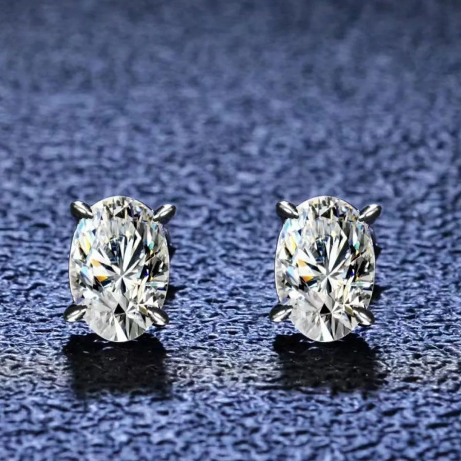 1 Carat Moissanite 925 Sterling Silver Stud Earrings Silver / onesize Apparel and Accessories