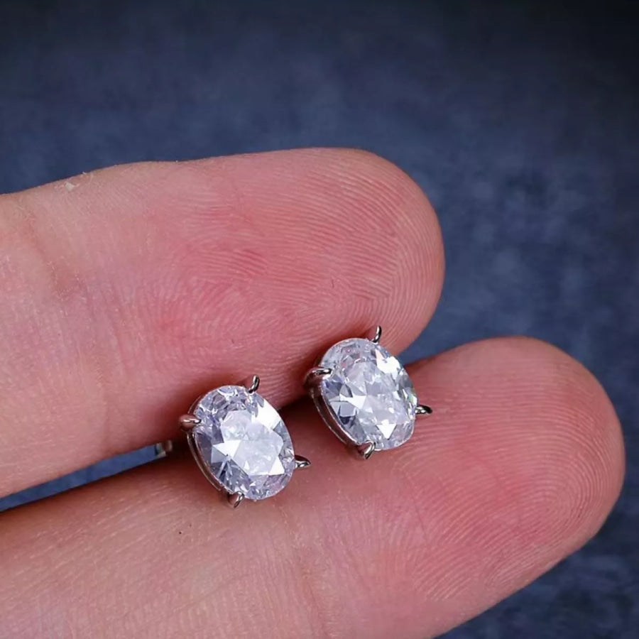 1 Carat Moissanite 925 Sterling Silver Stud Earrings Silver / onesize Apparel and Accessories