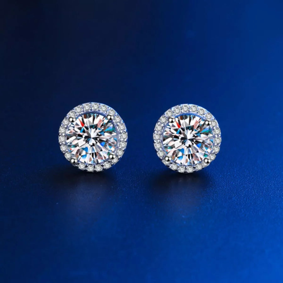 1 Carat Moissanite 925 Sterling Silver Stud Earrings Silver / onesize Apparel and Accessories