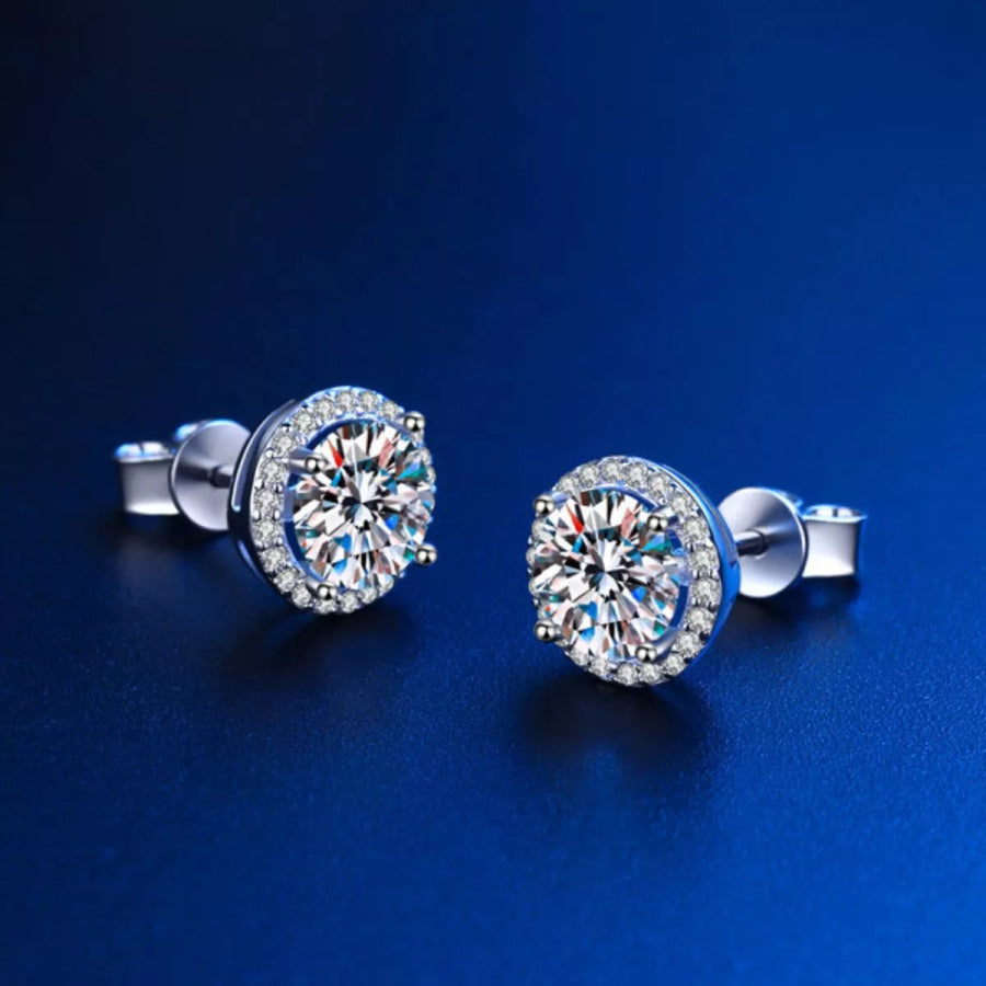 1 Carat Moissanite 925 Sterling Silver Stud Earrings Silver / onesize Apparel and Accessories