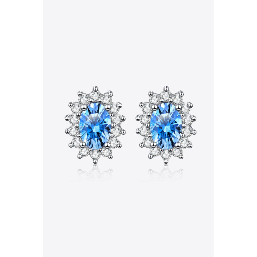 1 Carat Moissanite 925 Sterling Silver Stud Earrings Sky Blue / One Size