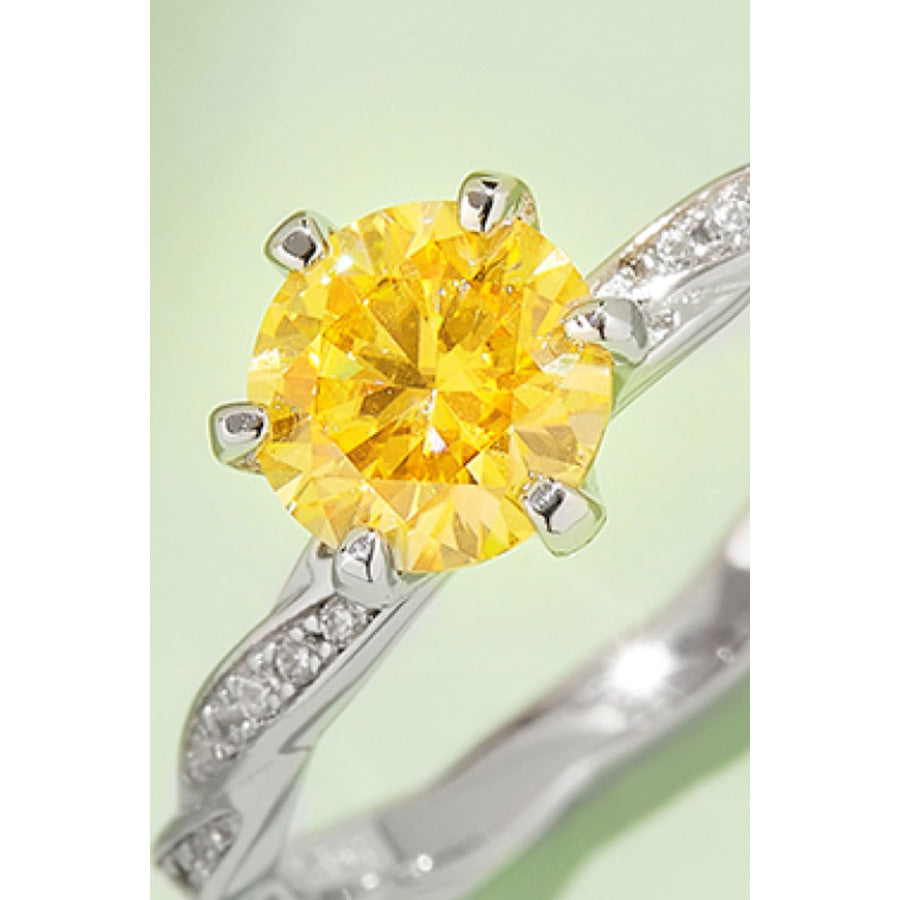 1 Carat Moissanite Contrast 925 Sterling Silver Ring Mustard / 4.5