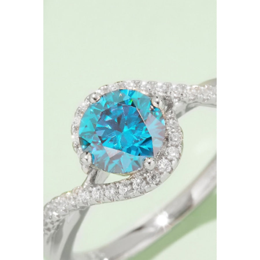 1 Carat Moissanite Contrast 925 Sterling Silver Ring Sky Blue / 4.5