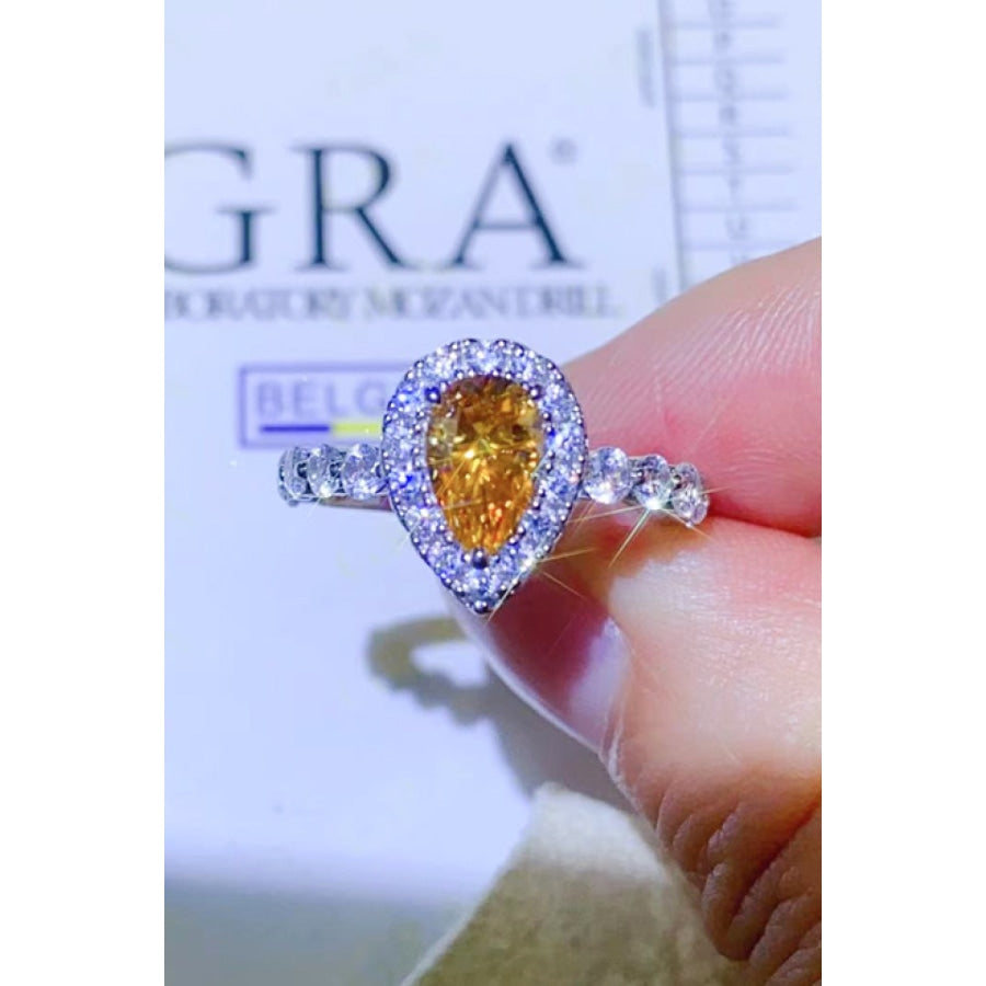 1 Carat Moissanite Contrast Teardrop Ring Mustard / 4.5