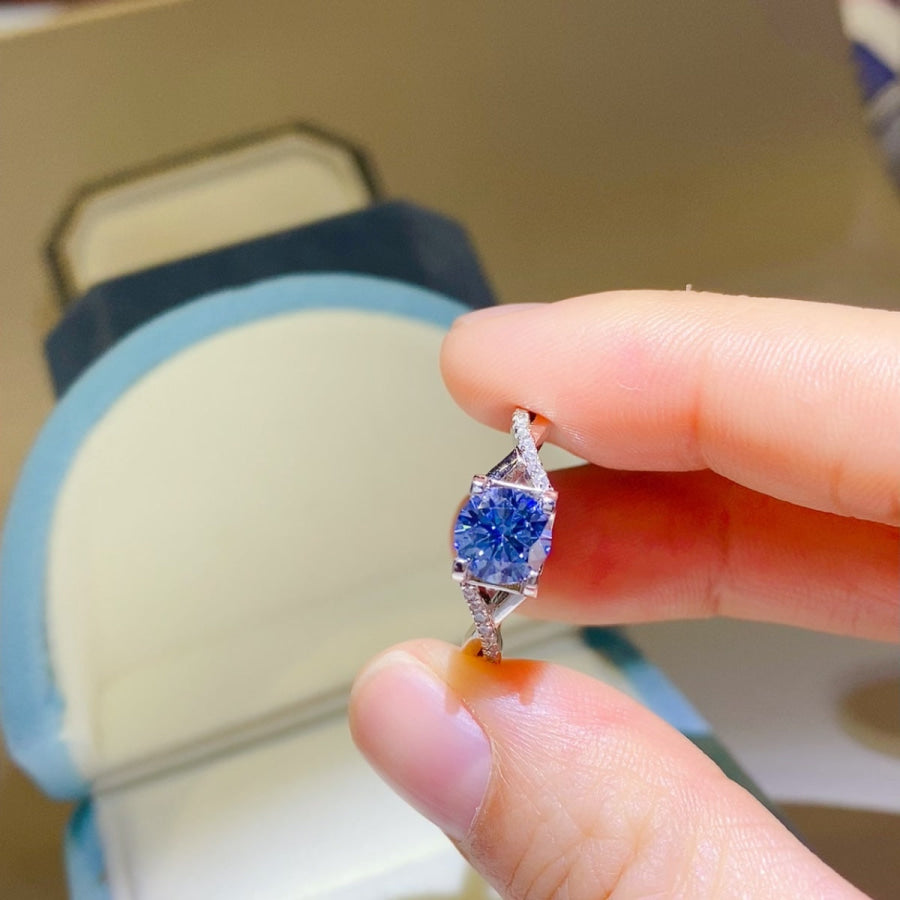 1 Carat Moissanite Crisscross 925 Sterling Silver Ring Silver / 4.5 Apparel and Accessories