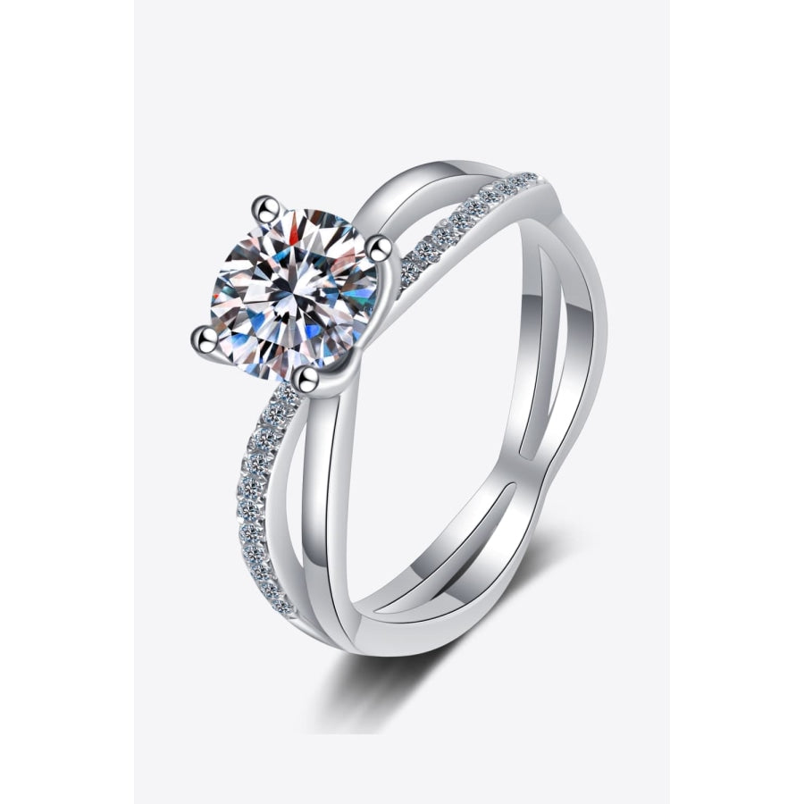 1 Carat Moissanite Crisscross Split Shank Ring