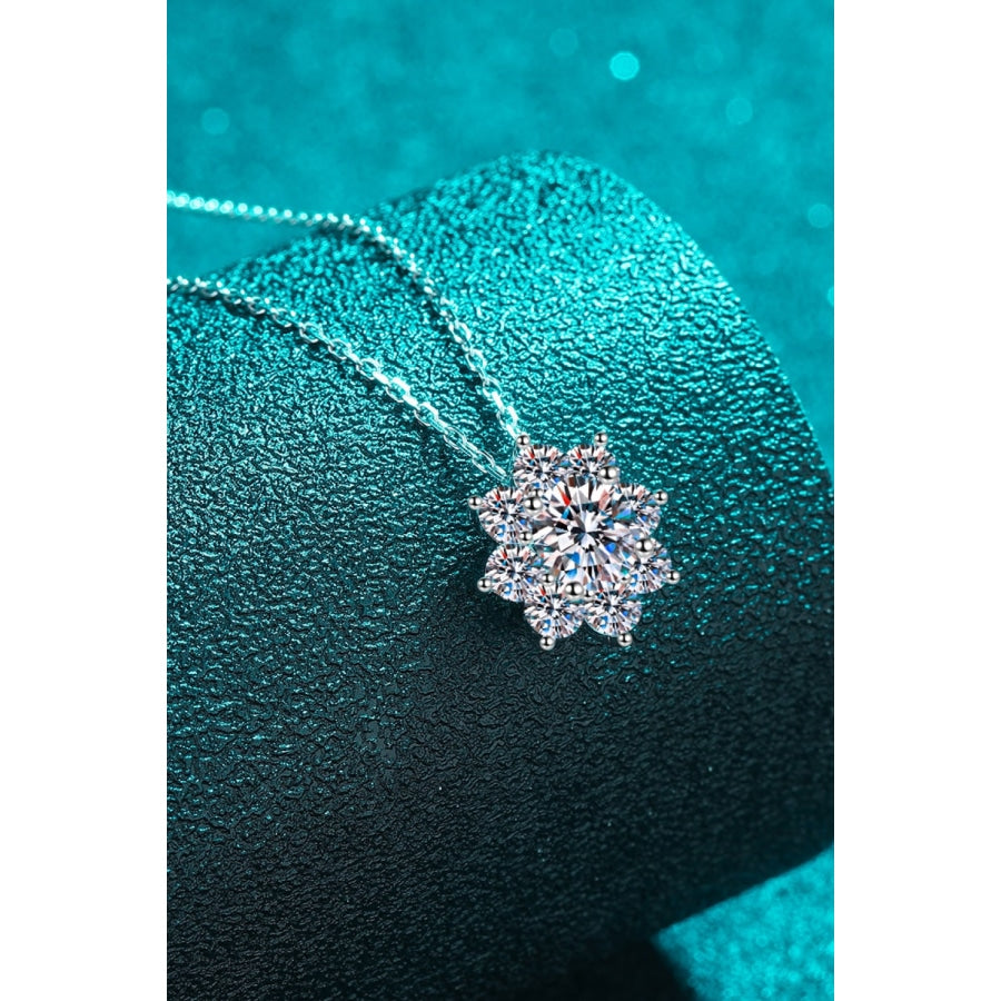 1 Carat Moissanite Floral-Shaped Pendant Necklace Silver / One Size