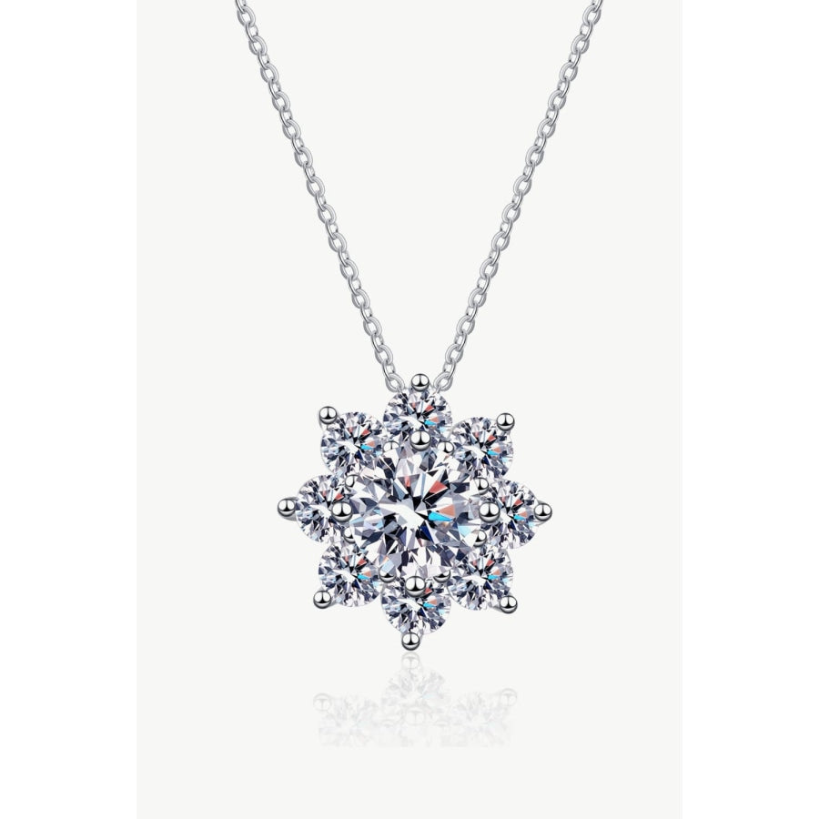 1 Carat Moissanite Floral-Shaped Pendant Necklace Silver / One Size