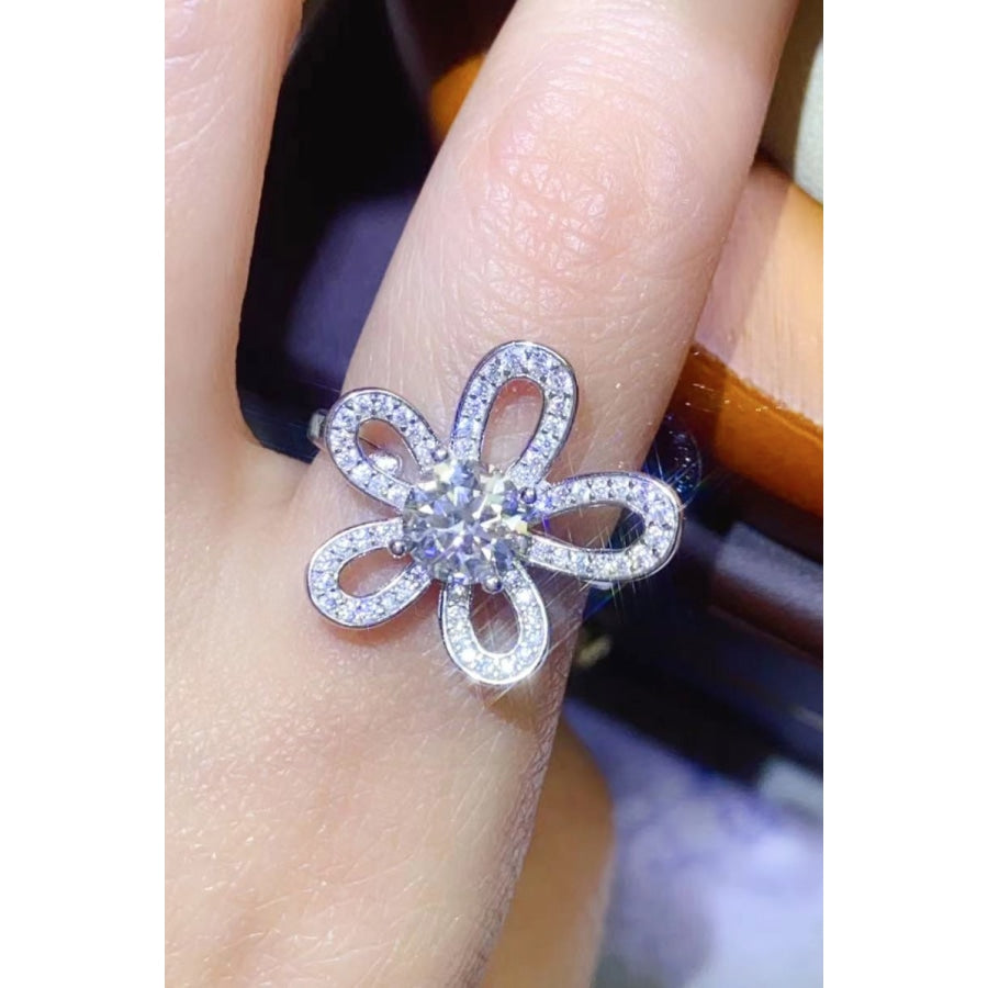 1 Carat Moissanite Flower-Shape Open Ring White / One Size