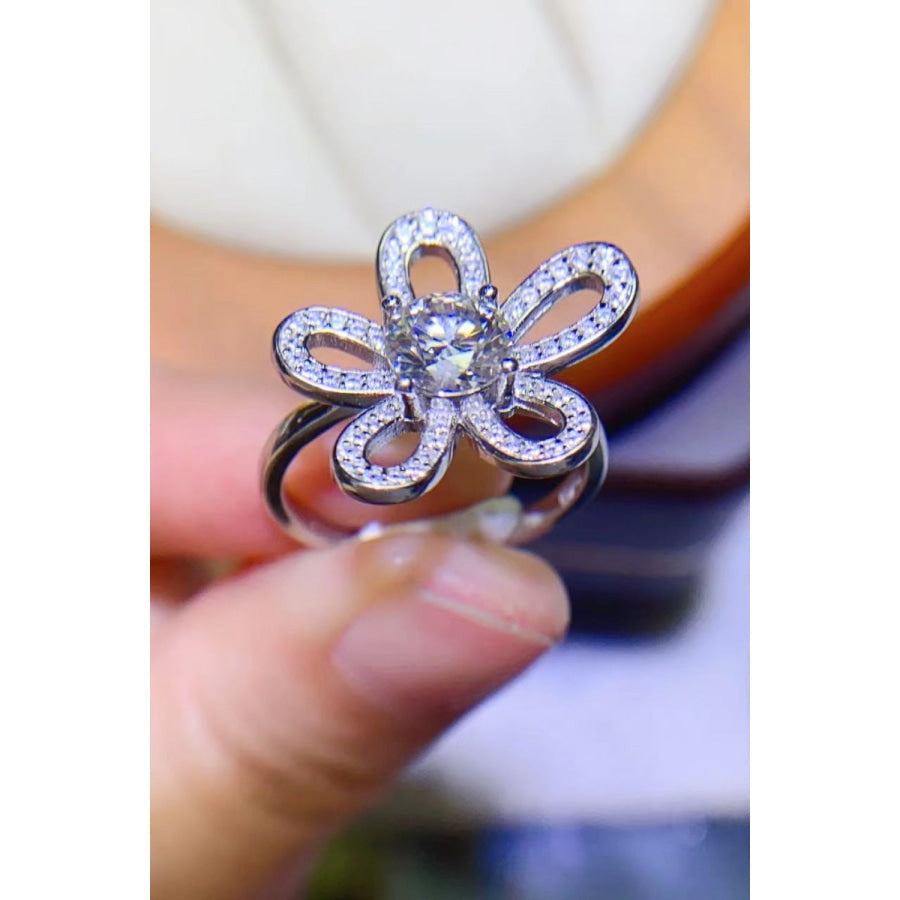 1 Carat Moissanite Flower-Shape Open Ring White / One Size