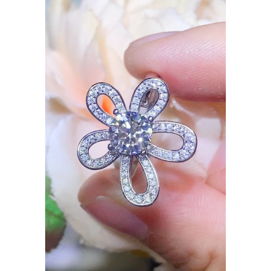 1 Carat Moissanite Flower-Shape Open Ring White / One Size