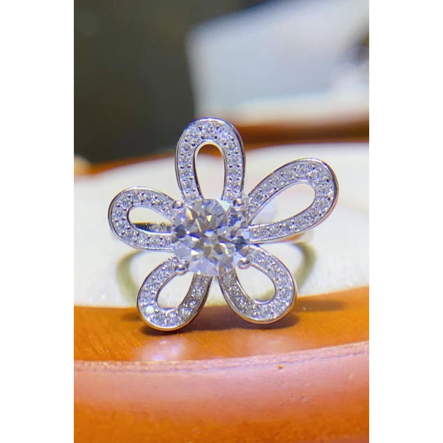 1 Carat Moissanite Flower-Shape Open Ring White / One Size