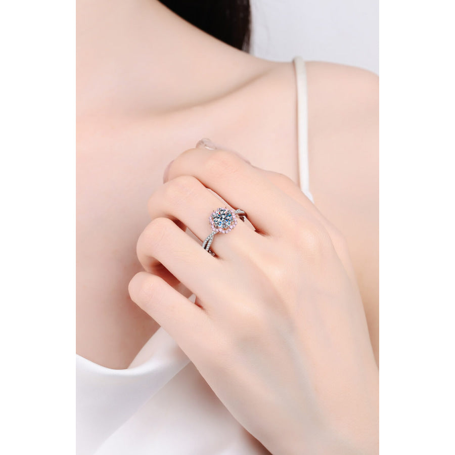 1 Carat Moissanite Flower-Shaped Crisscross Ring Silver / 5