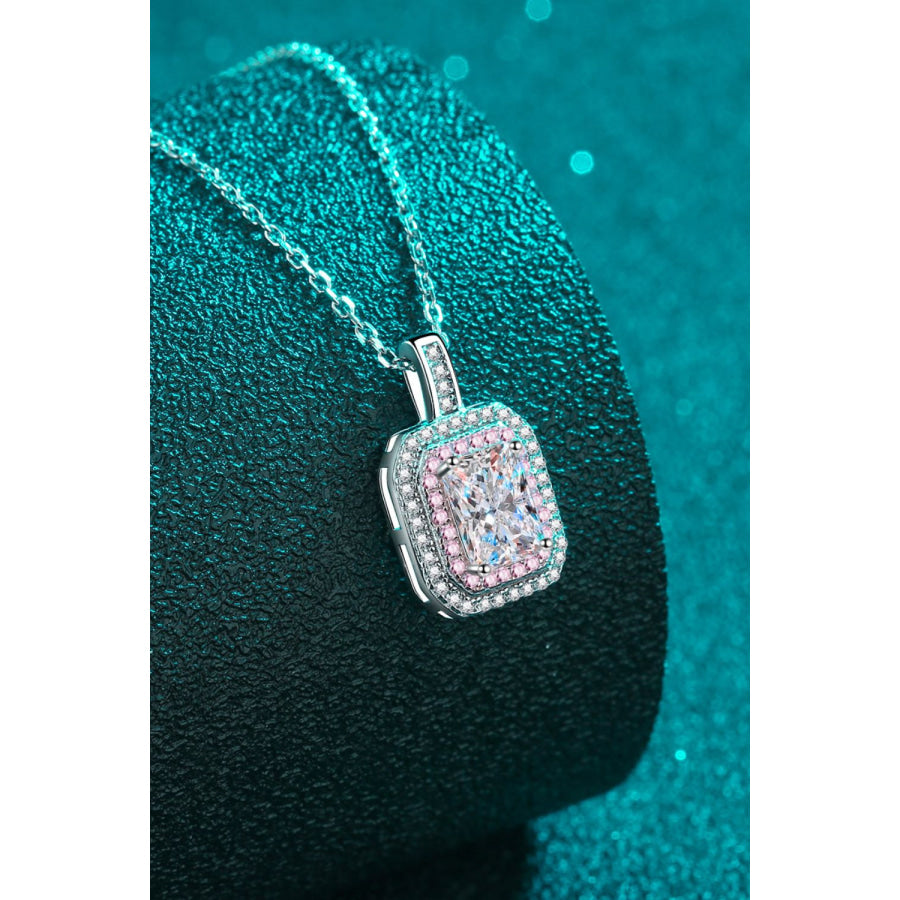 1 Carat Moissanite Geometric Pendant Chain Necklace Silver / One Size