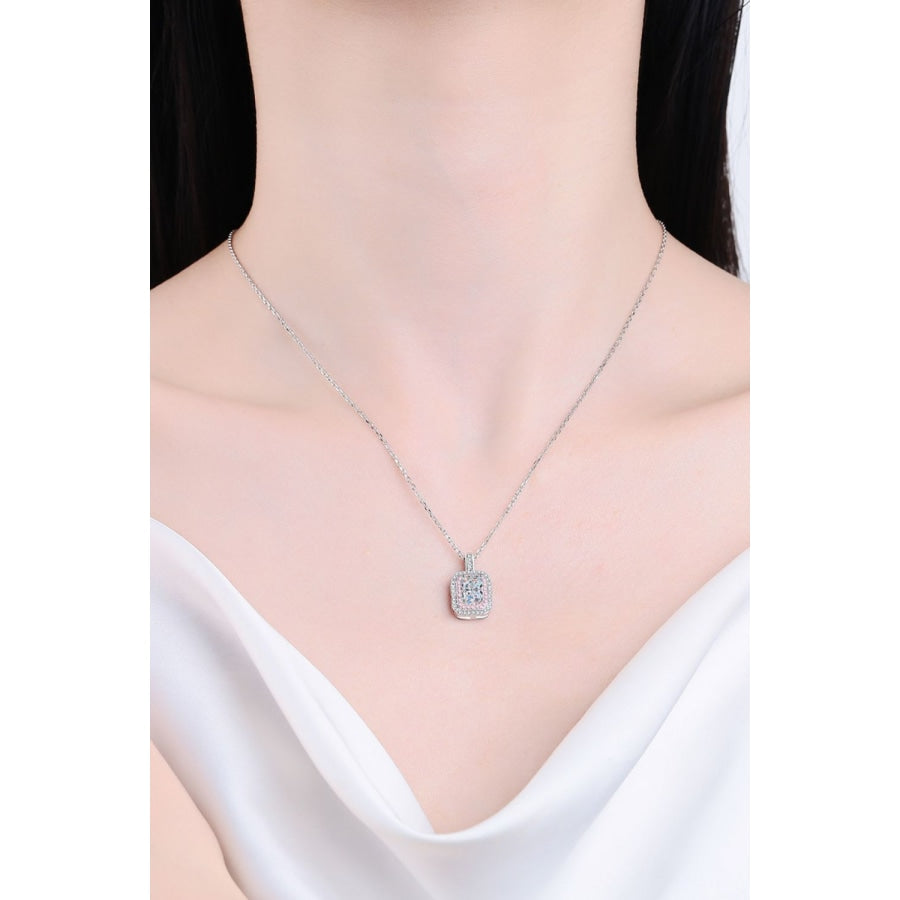 1 Carat Moissanite Geometric Pendant Chain Necklace Silver / One Size