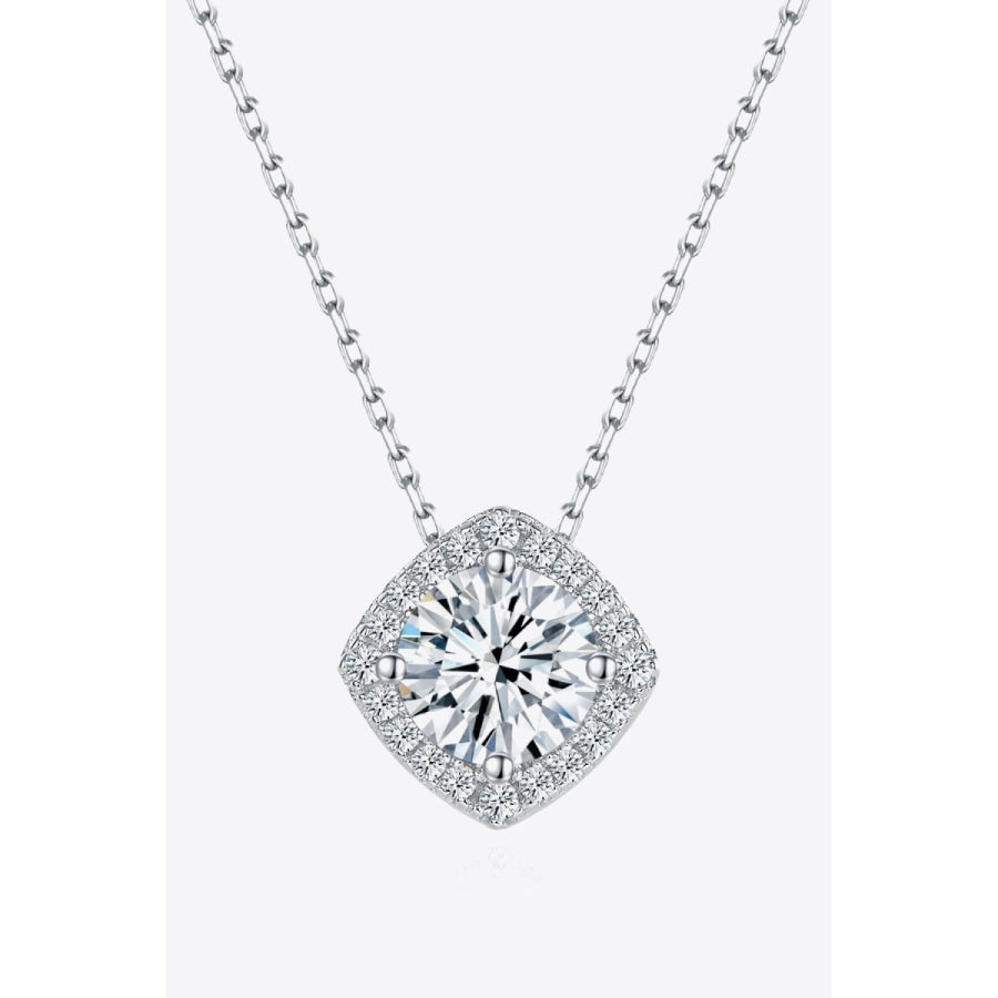 1 Carat Moissanite Geometric Pendant Necklace Silver / One Size