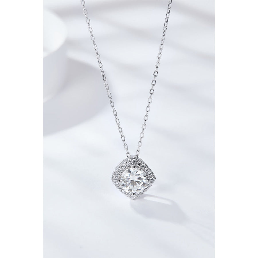 1 Carat Moissanite Geometric Pendant Necklace Silver / One Size