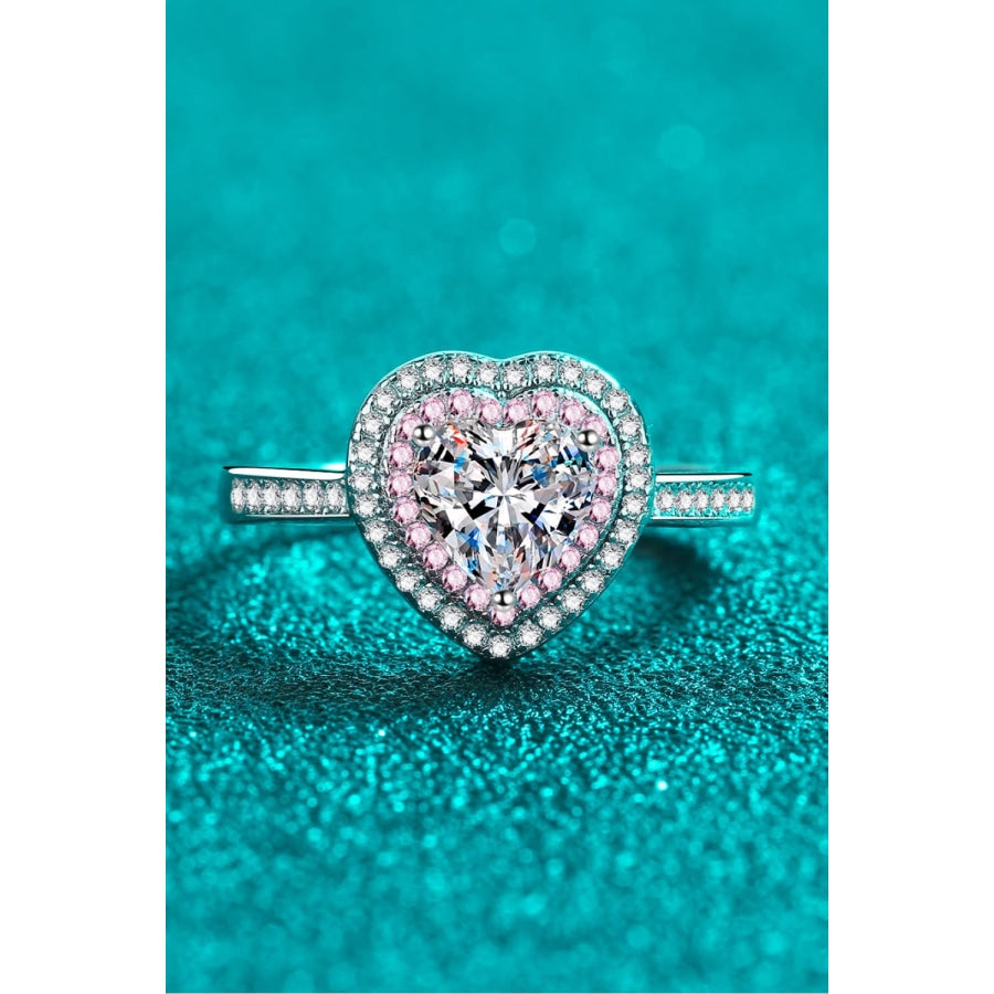 1 Carat Moissanite Heart 925 Sterling Silver Ring