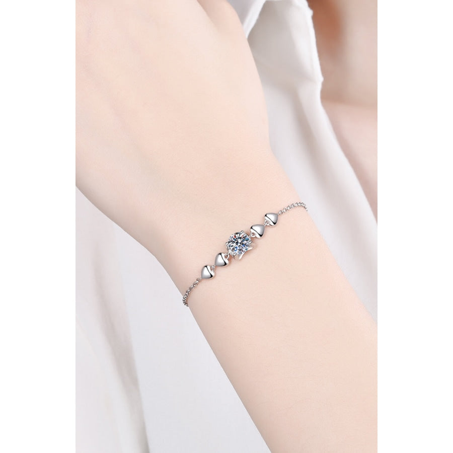 1 Carat Moissanite Heart Bracelet Silver / One Size