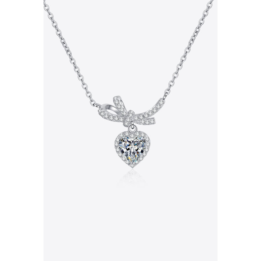 1 Carat Moissanite Heart Pendant Necklace Silver / One Size